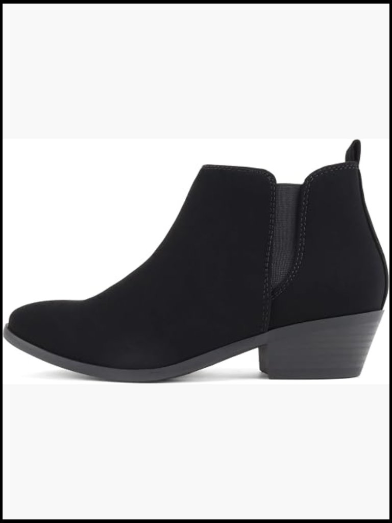 Women Pointed Toe Elastic Gore Low Heel Ankle Bootie With Zipper Closure